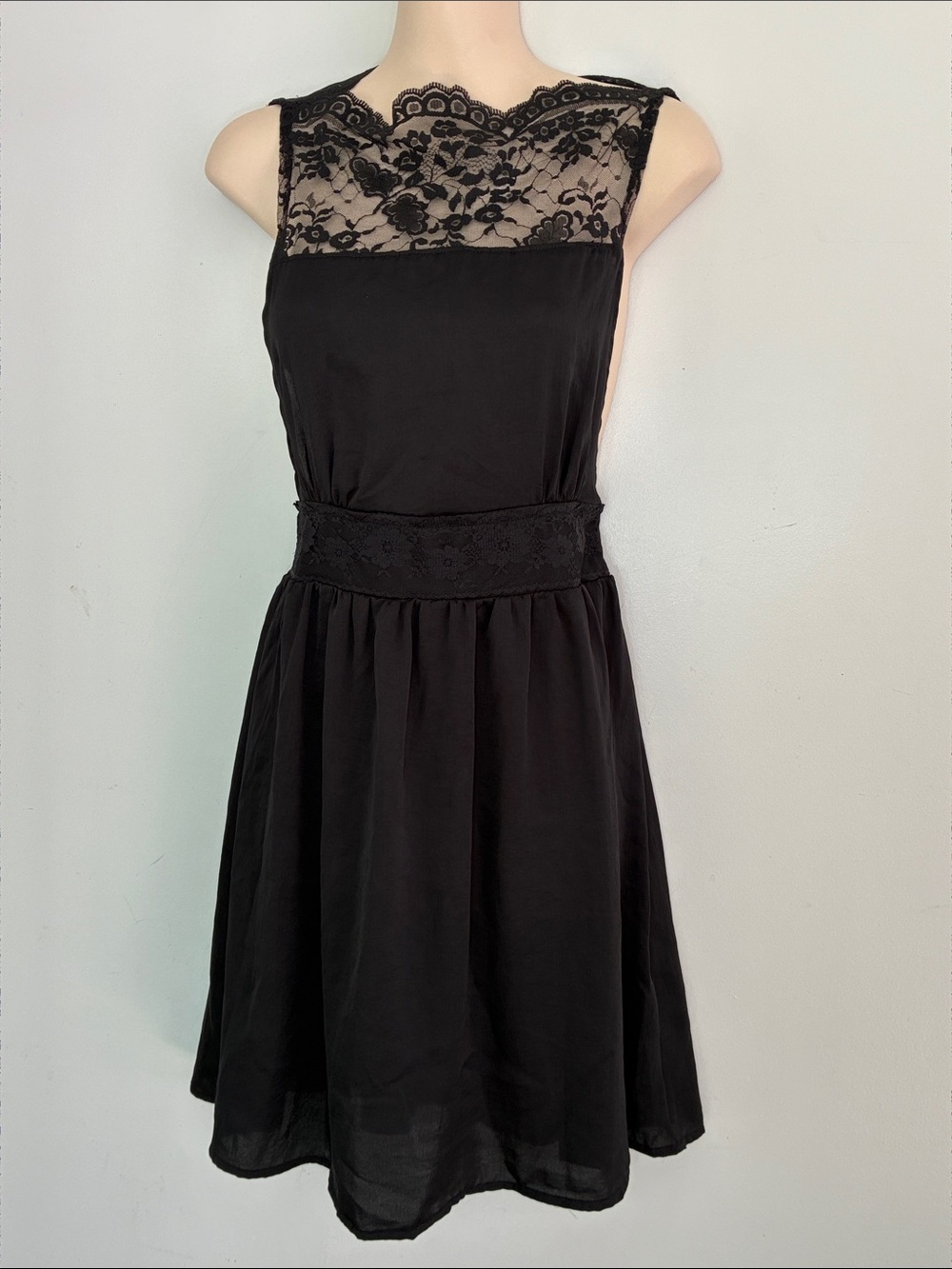 Free People Apron Dress with a Lace Neckline S
